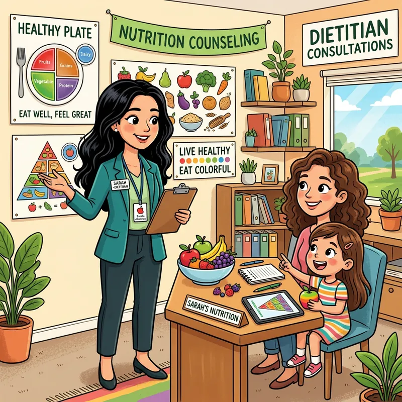 Dietitian Cartoon Character with Long Black Hair