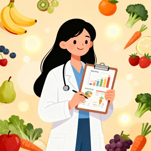 Dietitian Cartoon Character with Long Black Hair
