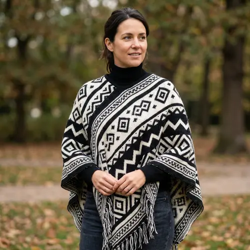 Black and White Poncho Pattern for Women