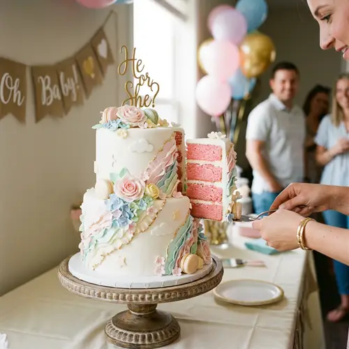 Gender Reveal Party Cake | Beautifully Decorated with Pastel Colors