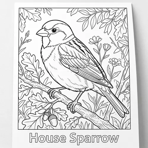 Coloring Pages of Sparrows for Kids