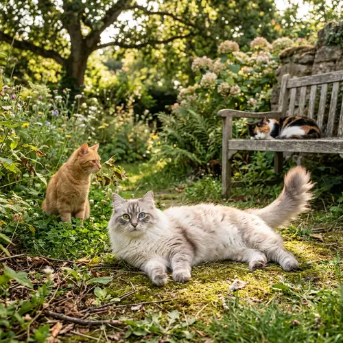 Domestic Cat in Natural Habitat with Soft Fur and Captivating Eyes