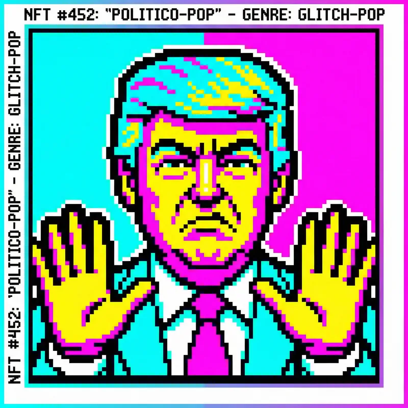 Pixelated NFT Portrait of Donald J. Trump in Andy Warhol Style Pixelated NFT Portrait of Donald J. Trump in Andy Warhol Style