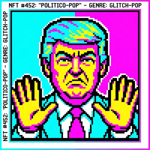 Pixelated NFT Portrait of a Politician Inspired by Andy Warhol Style