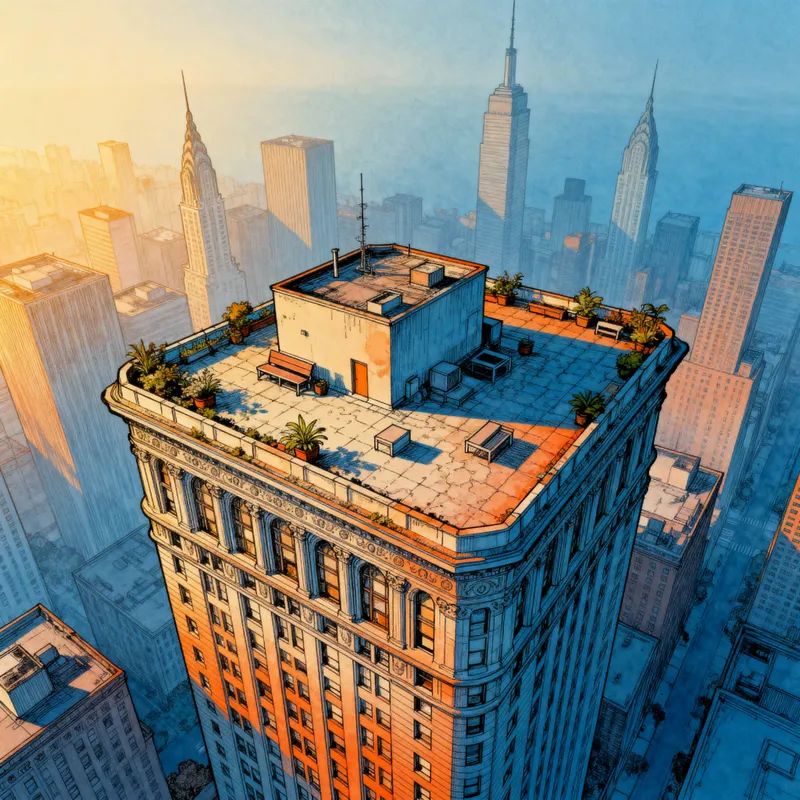 Stunning Rooftop View: Architectural Line Art