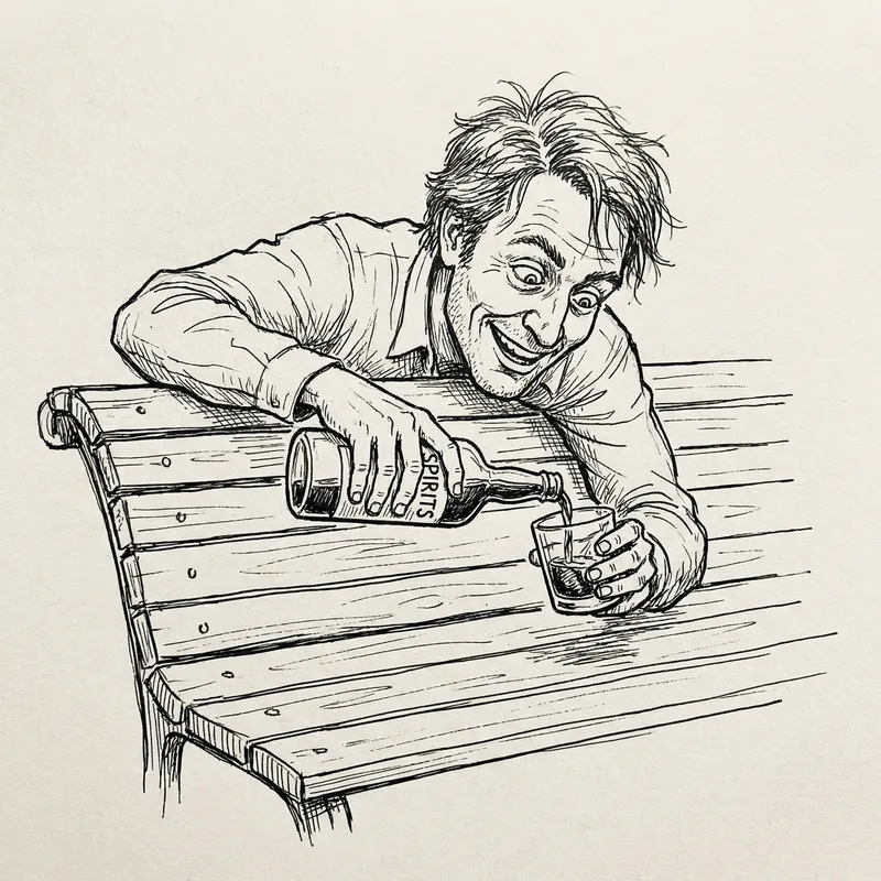 Excited Man Pouring Alcohol in Realistic Art