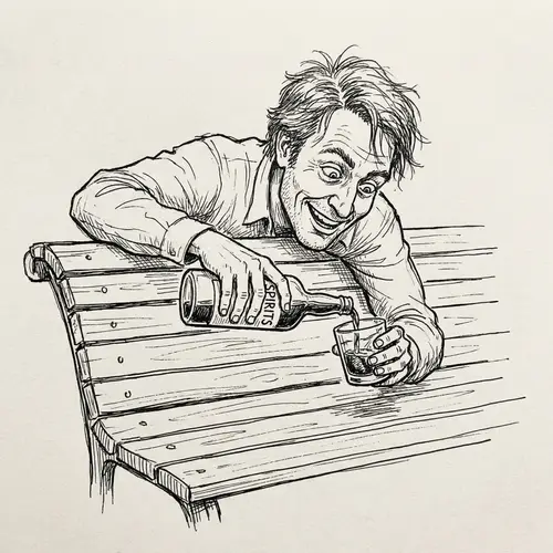 Excited Man Pouring Alcohol in Realistic Art