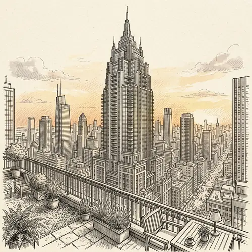 Stunning Rooftop View: Architectural Line Art