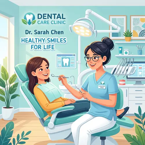 Female Dentist Vector Illustration for Marketing