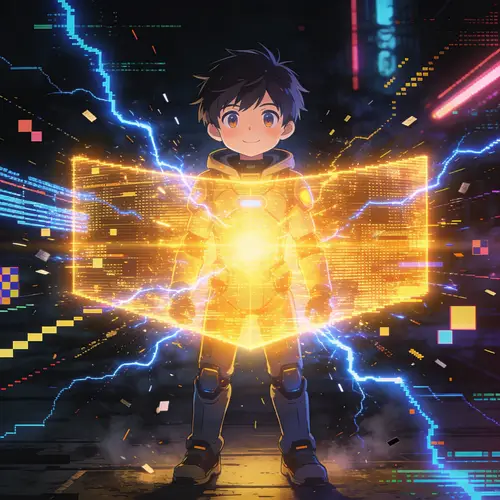 Epic Anime Drone Pilot Illustration with Cyberpunk Vibes