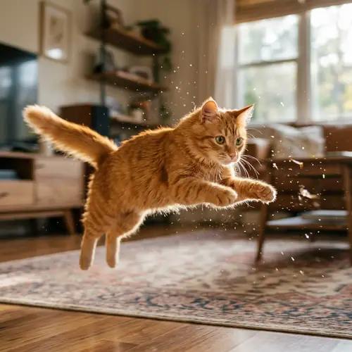 Playful Domestic Cat - Ginger Fur & Green Eyes