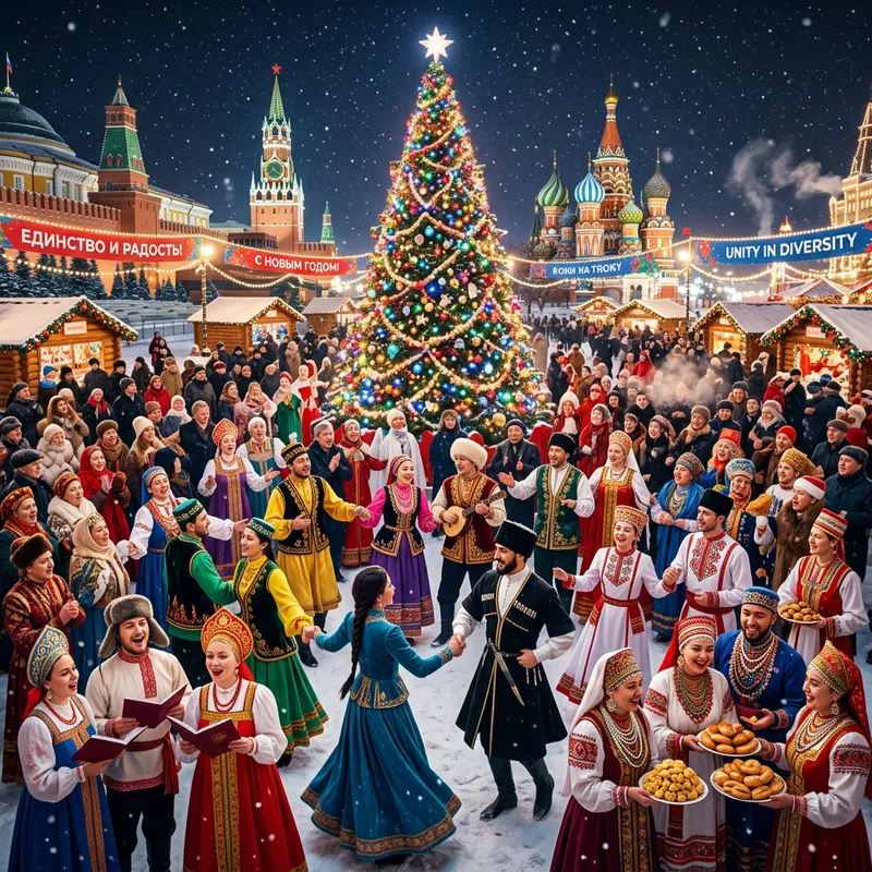 Unity of Russia's Diverse Peoples | Multicultural Christmas Scene Unity of Russia's Diverse Peoples | Multicultural Christmas Scene