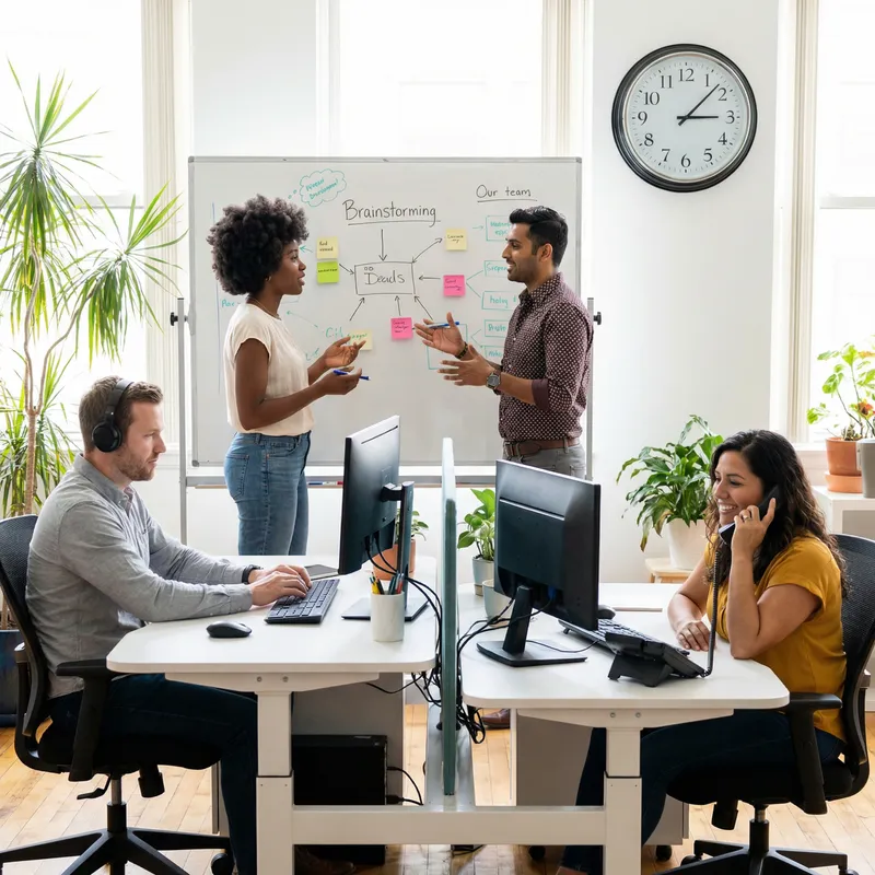 Diverse Office Team Engaged in Productive Collaboration Diverse Office Team Engaged in Productive Collaboration