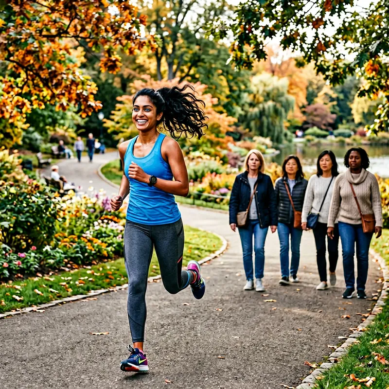Inspiring Woman Achieving Goals in Beautiful Park Scene