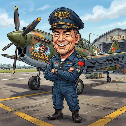 Chinese Pilot Caricature: Pirate Hat Design
