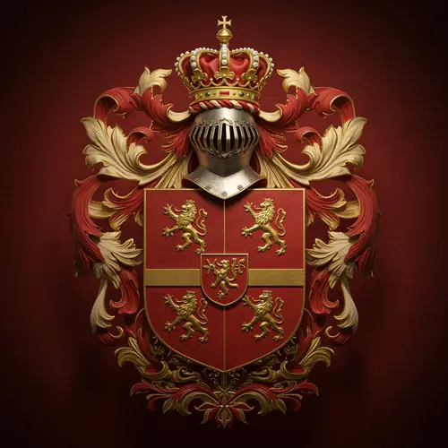 Medieval Royal Family Coat of Arms in Red and Gold
