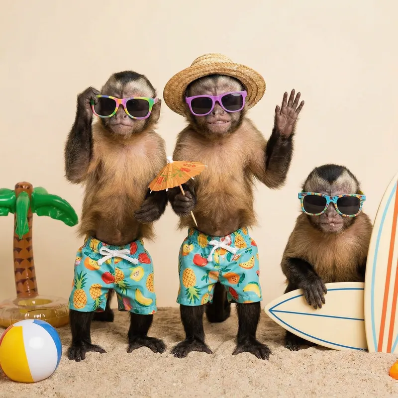 Cute Baby Monkeys in Bikinis and Stylish Sunglasses