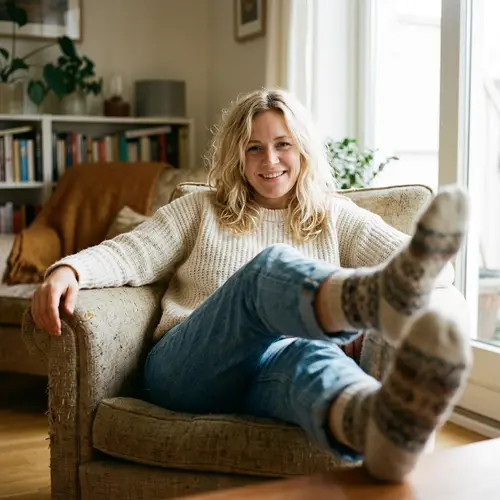 Playful Blonde Woman in Natural Light Photography