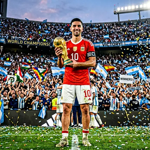 Professional Football Player Celebrating World Cup Victory