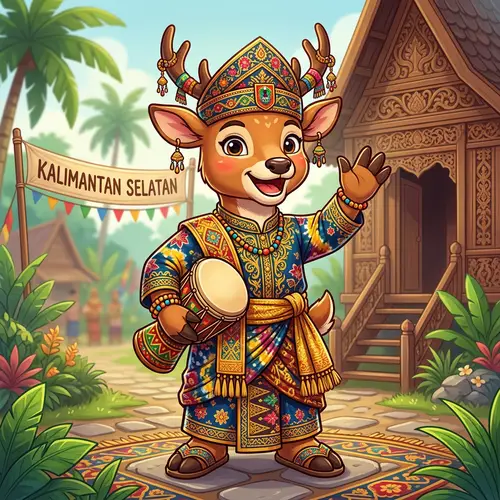 Friendly Kalimantan Selatan Deer Mascot Design