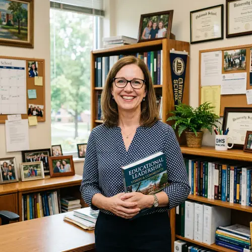 Warm Principal’s Office: A Professional Woman's Image