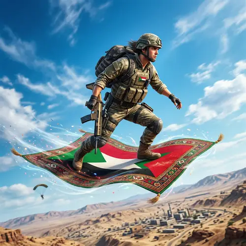 PUBG Player on Sudanese Flag-Colored Magic Carpet