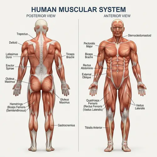 Comprehensive Muscular System Images: Front & Back