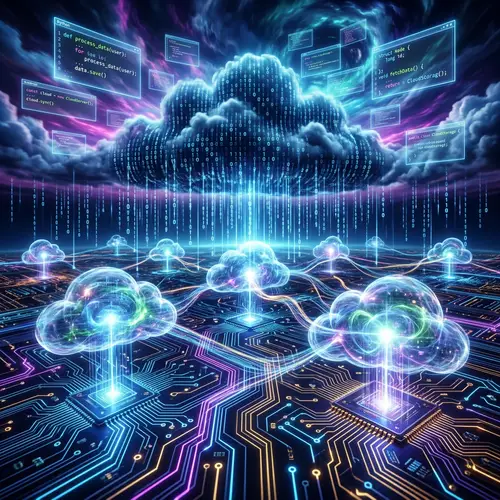 Futuristic Cloud Computing Scene | Digital Landscape