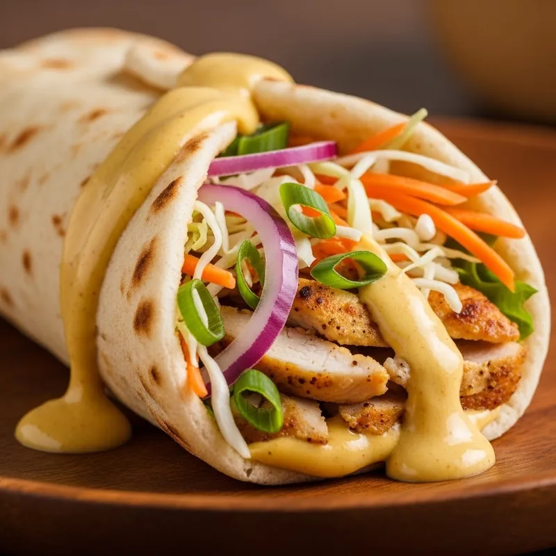 Juicy Chicken Shawarma Roll with Mustard Sauce