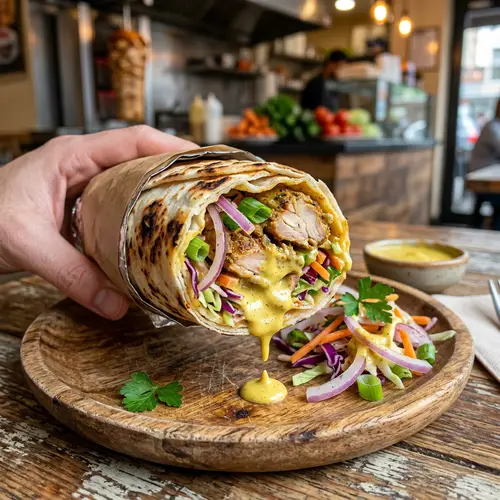Juicy Chicken Shawarma Roll with Mustard Sauce