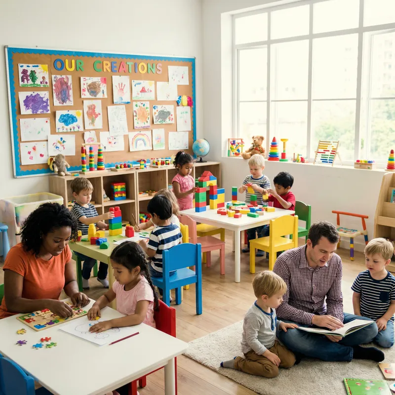 Diverse Day Care Center at School | Engaging Learning Environment