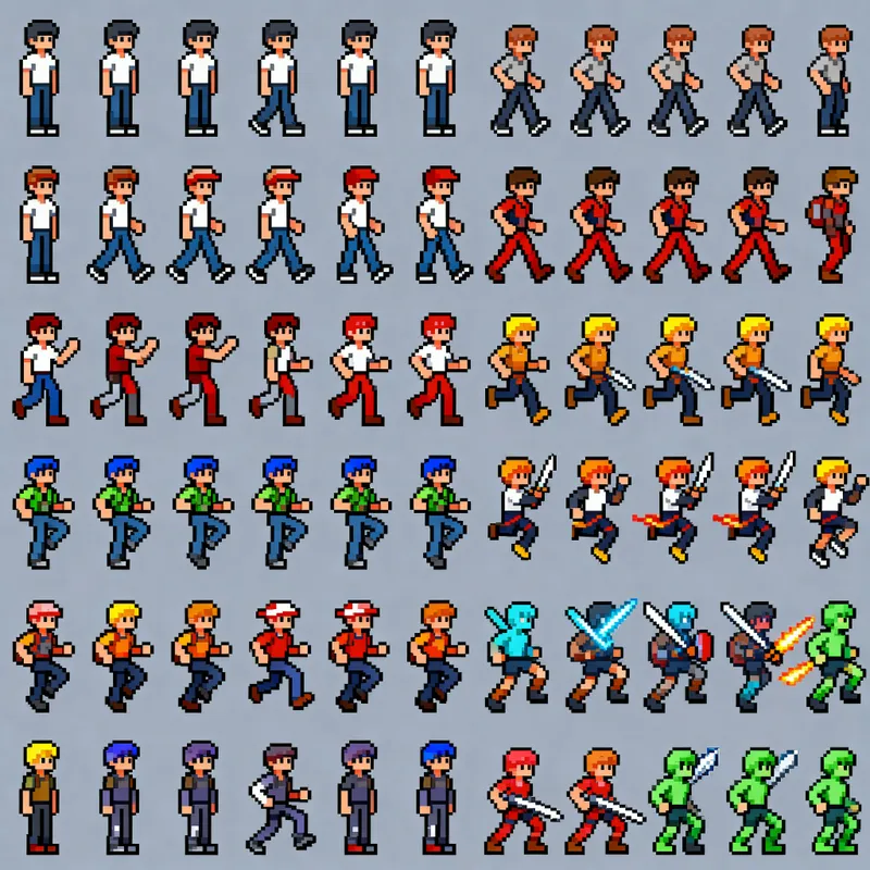 Pixel Art Game Sprite Sheet for Indie Games