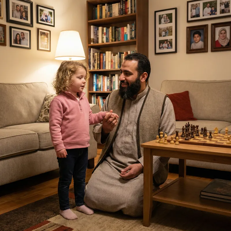 Father and Daughter: Tender Advice in a Cozy Setting