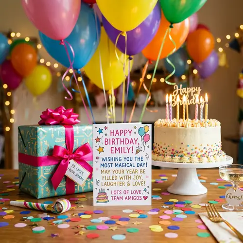 Vibrant Birthday Card and Gifts Celebration