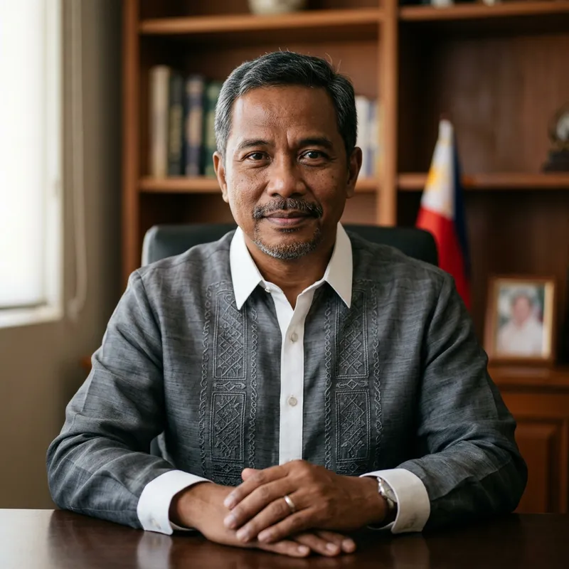 Solemn Filipino Man Portrait | Dignified Expression with Warmth