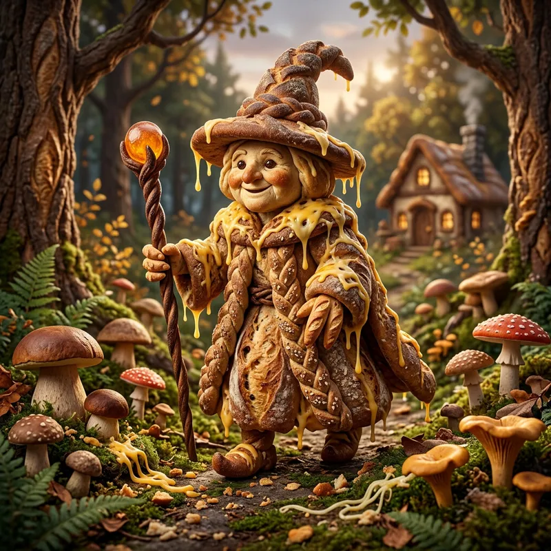 Bread, Witch Mushrooms, and Cheeses