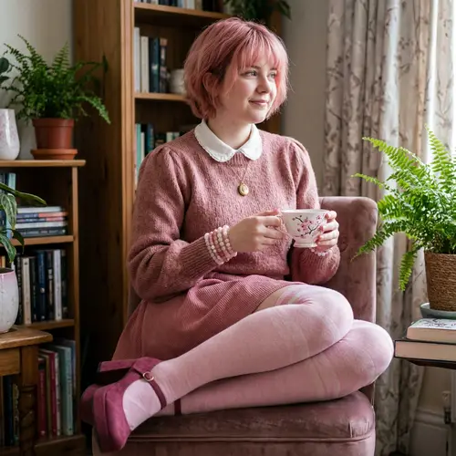 Pink Haired Femboy in Stylish Pink Outfits
