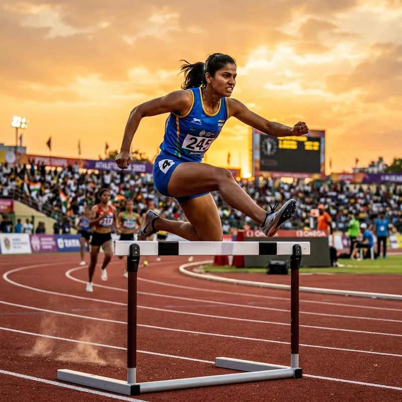 Dynamic Hurdler Leaping over Obstacle in Intense Competition