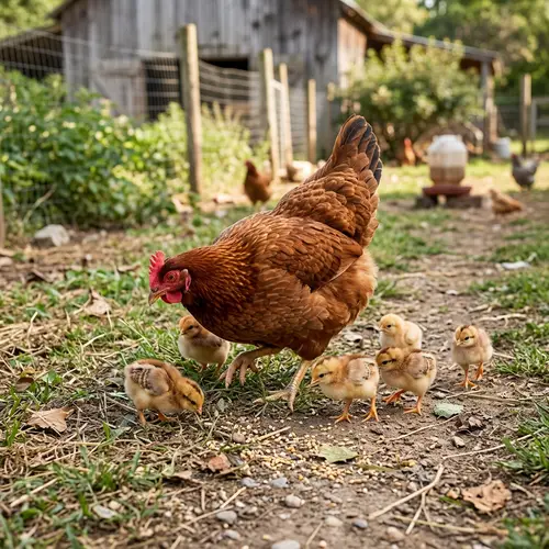 Caring Chicken Hen with Adorable Chicks