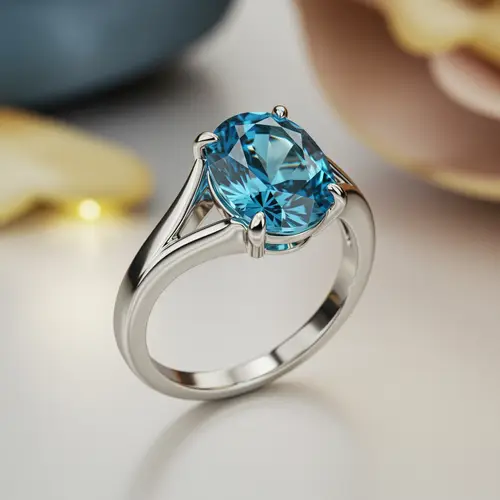 Realistic Ring with Blue Tourmaline