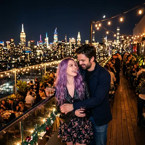 Romantic Image of Sebastian Stan in NYC at Night