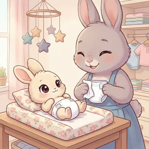 Adorable Newborn Bunny on Changing Table | Bunny Mommy Changing Diaper
