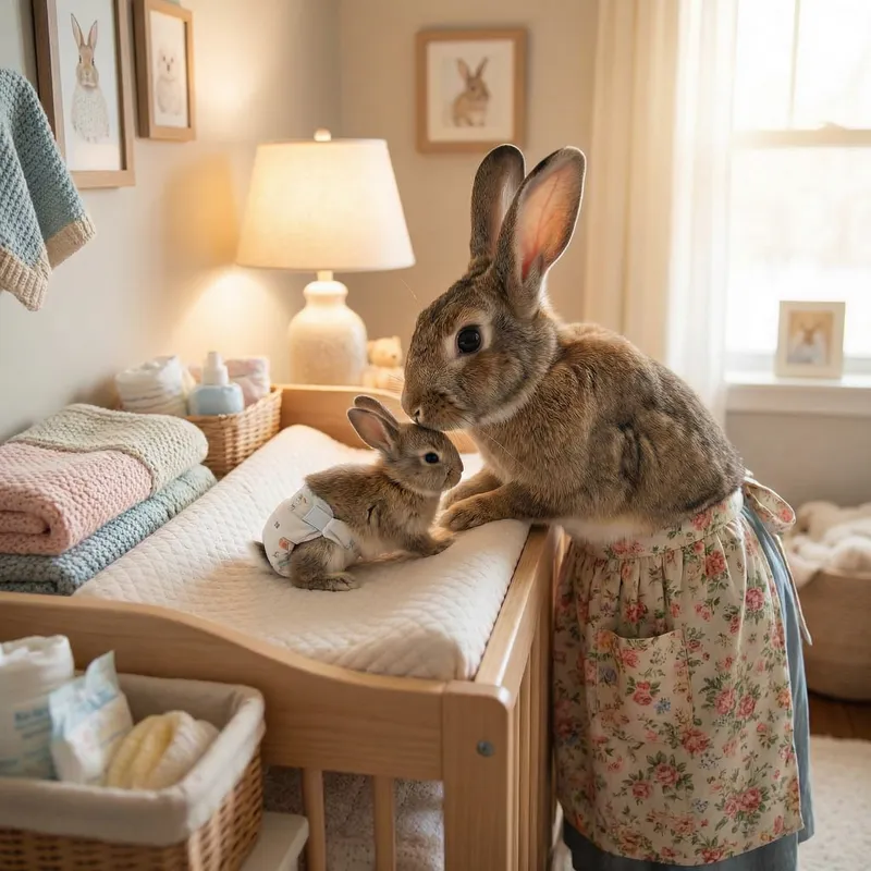 Adorable Newborn Bunny Changing Table Moments