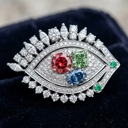 Stunning Eye Design with Colorful Diamonds