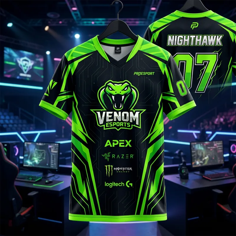 Black and Neon Green Esport Jersey