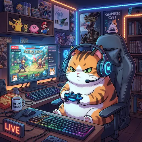 Fat Cat Streamer: Anime Gaming Character