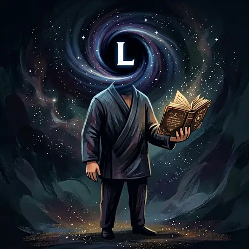 Unique Cosmic Black Hole Man Holding Book Artwork