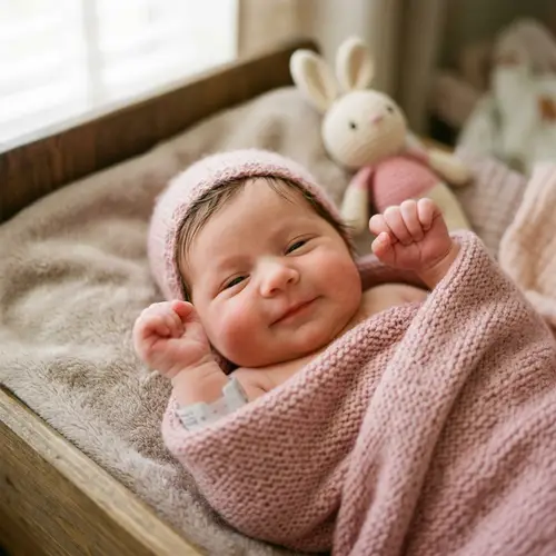 Adorable Newborn Baby Girl Wrapped in Soft Pink Blanket