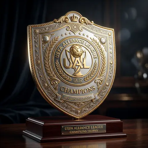 Intricate UEFA Football Trophy Shield