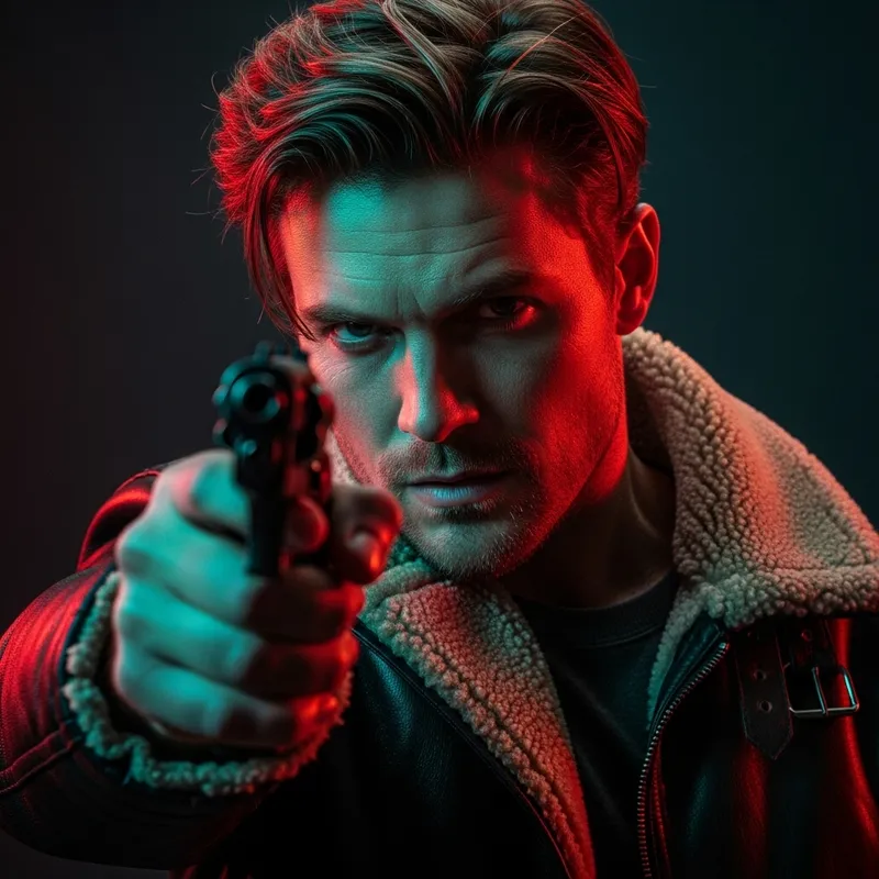 Ultra-Realistic Portrait of a Rugged Man with Gun